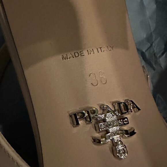 PRADA Decolette Logo Patent Leather Slingback Mary Jane Pumps Heel Sandals - Picture 14 of 15